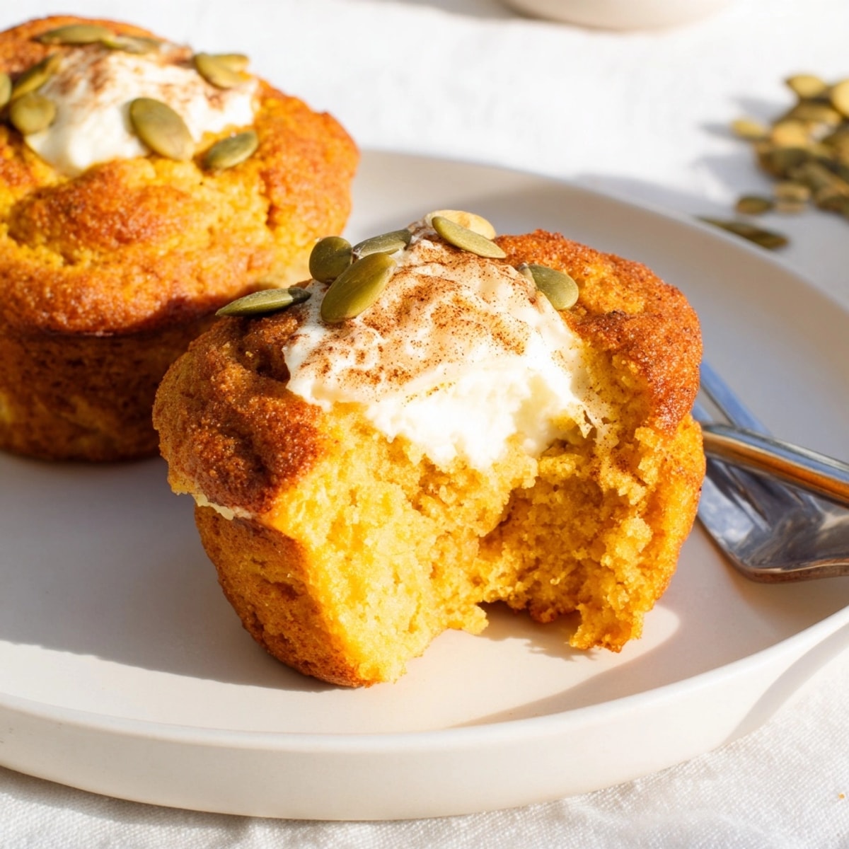 Homemade Pumpkin Cream Cheese Muffins—a spiced, comforting treat for cool autumn days.