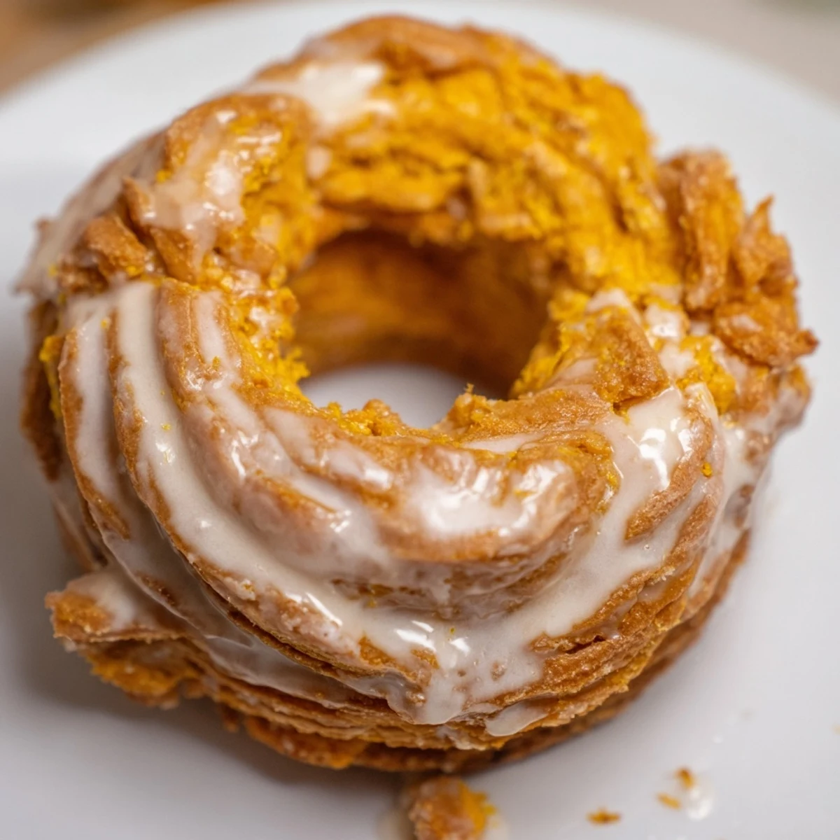 Flaky sweet potato biscuit donuts glazed and ready to serve with coffee.  