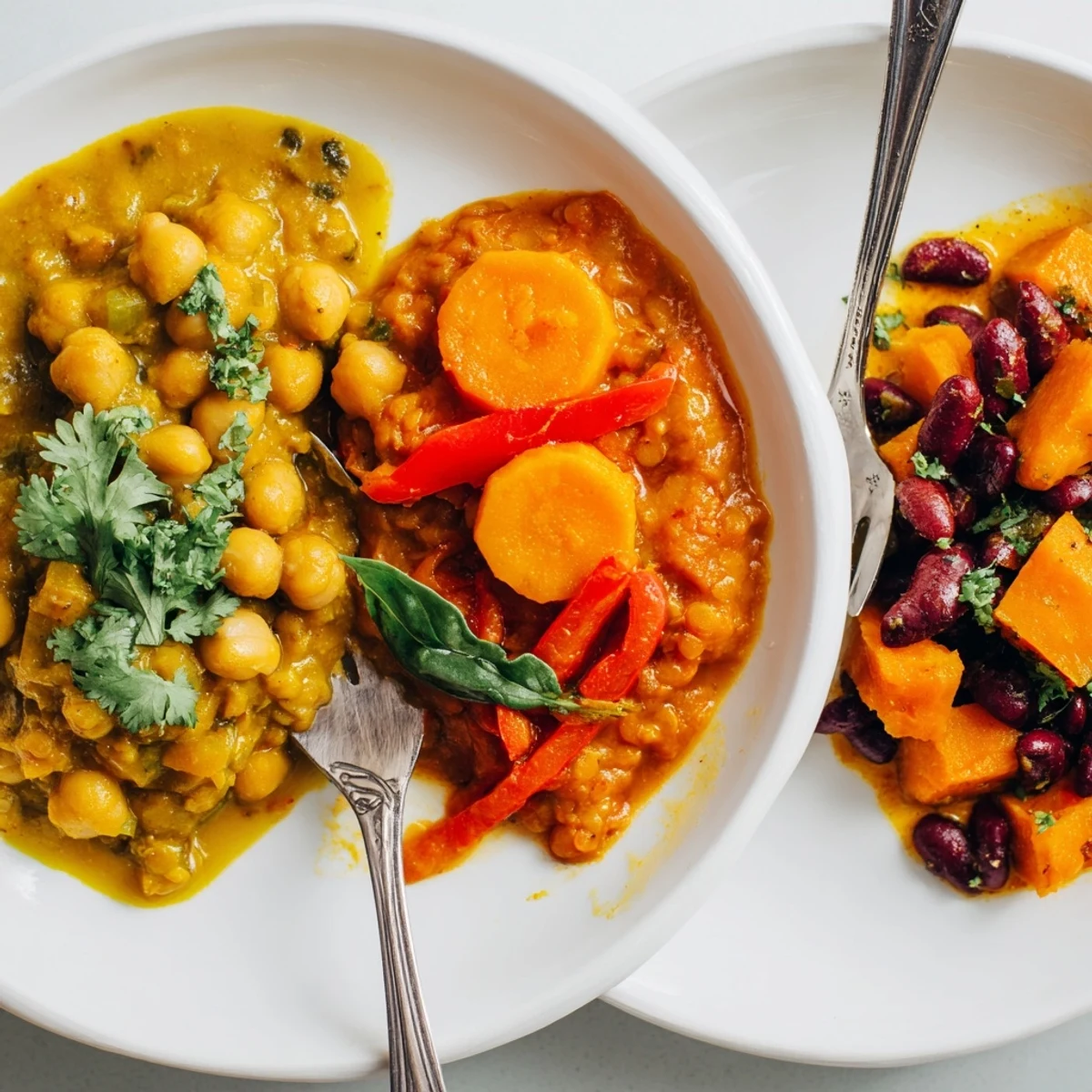 Vibrant Single-Pan Global Curries showcasing Indian, Thai, and Caribbean flavors served with rice.  