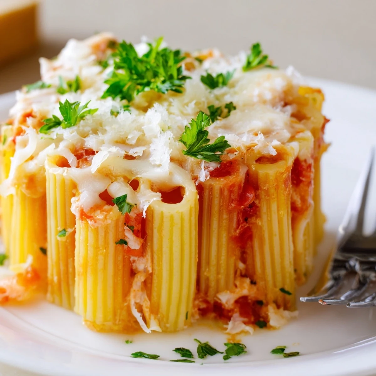 Elegant Honeycomb Pasta Cake filled with rich tomato sauce and creamy ricotta goodness.  