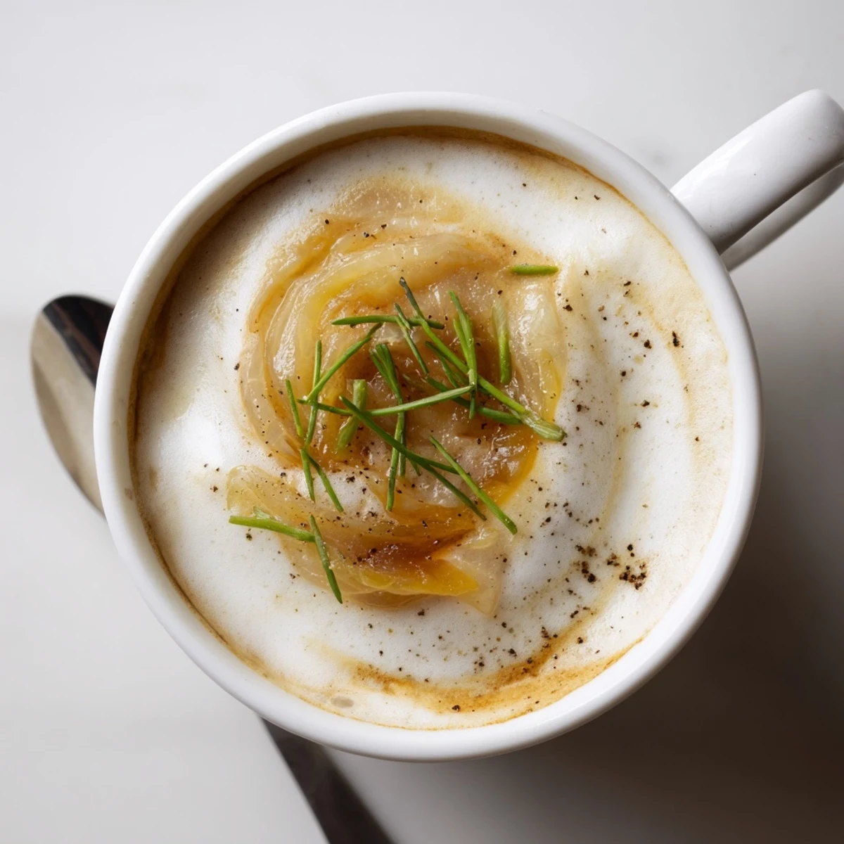 Indulge in this savory Onion Latte, blending espresso and sweet caramelized onions.