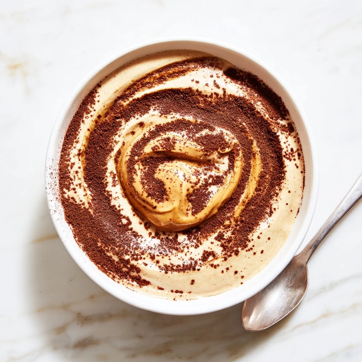 Delicious Peanut Butter Banana Ice Cream swirled into a bowl, ready to enjoy as a refreshing treat.