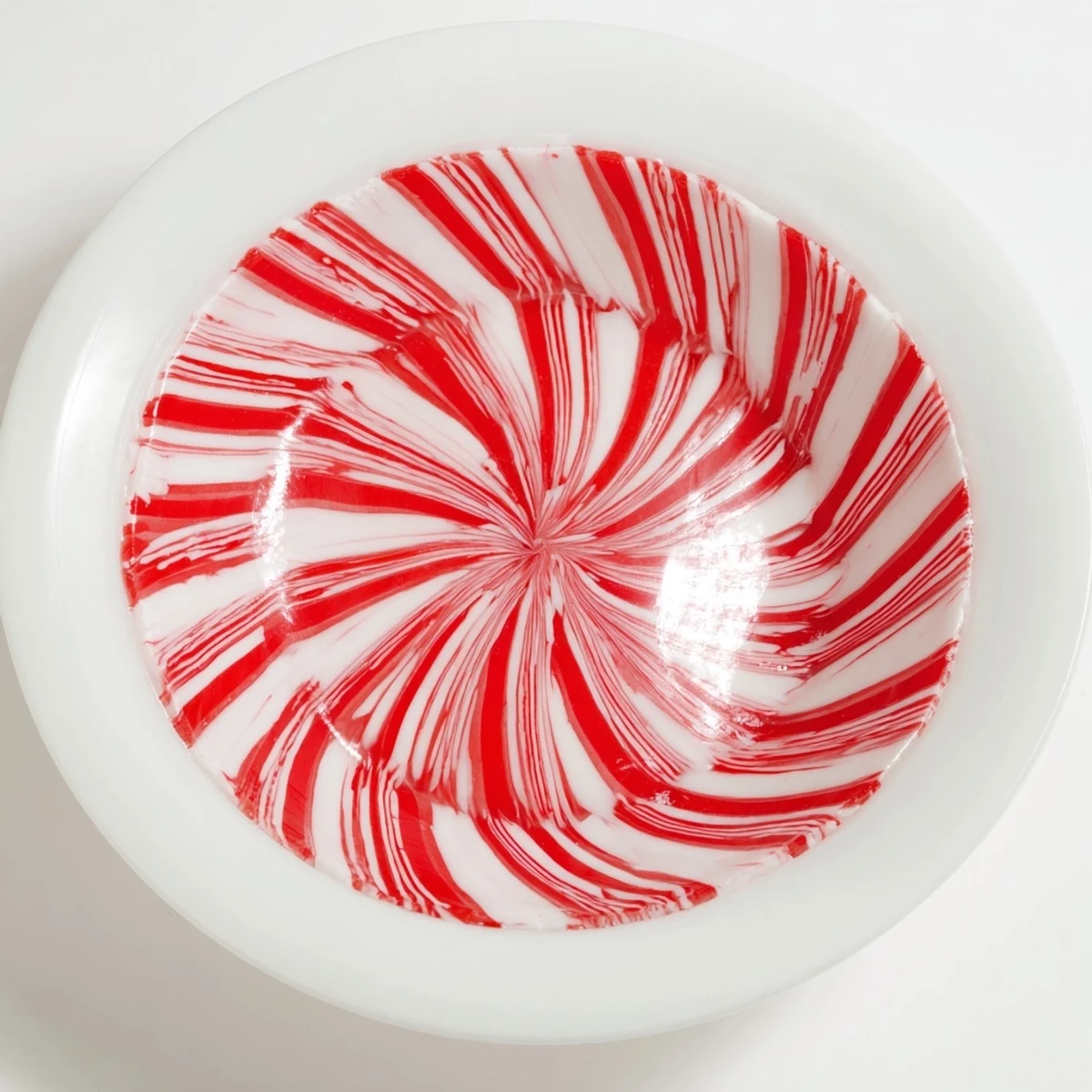 Melted into shape, the No-Bake Peppermint Candy Bowl sparkles, ready to hold your favorite treats.