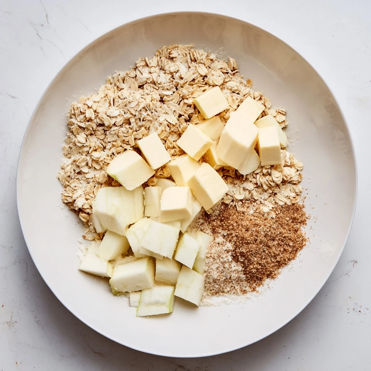 Enjoy the delicious Best Apple Crisp: a close-up featuring crumbly oat-almond topping.
