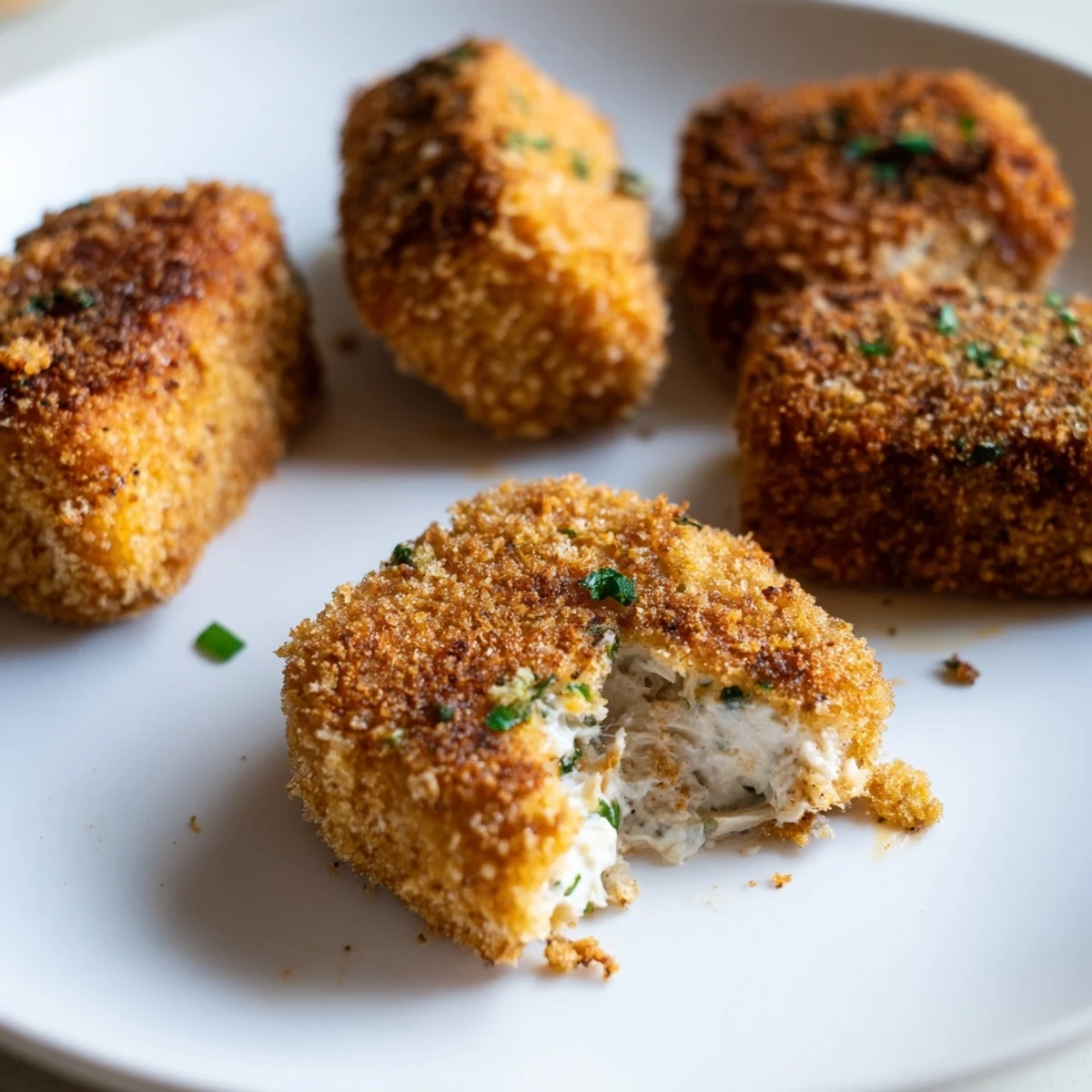 Golden-brown Air Fryer Spicy Ranch Chicken Croquettes, perfect for sharing as a tasty appetizer.
