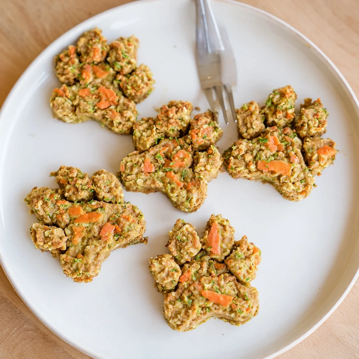 Warm, golden Friendly Dog Paw Treats, freshly baked with a delightful peanut butter aroma, ready to serve.