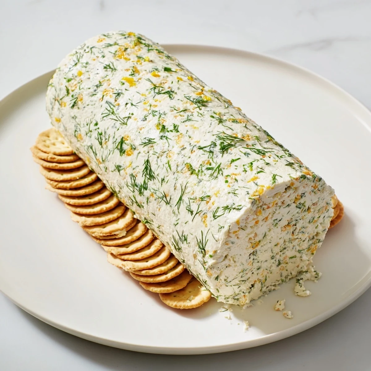 Served with crispy crackers, this herb-coated cheese log is a flavorful and simple party snack.