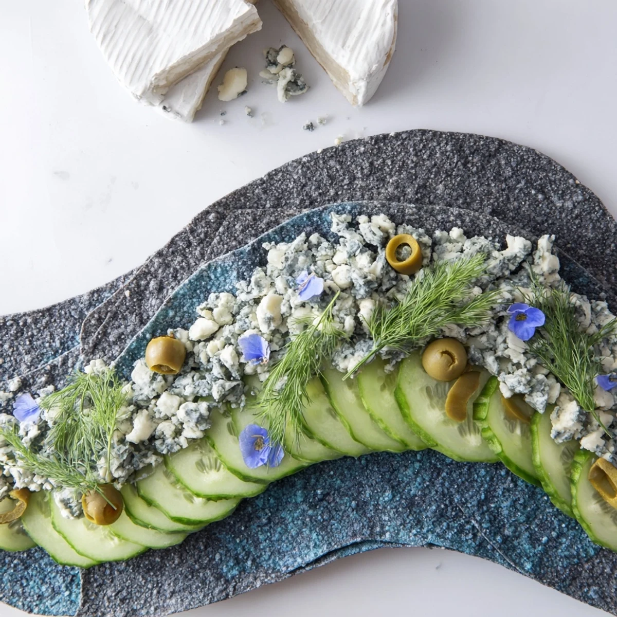 Vibrant Deep Sea Ocean Wave platter, featuring blue cheese crumbles like foamy ocean waves ready to enjoy.