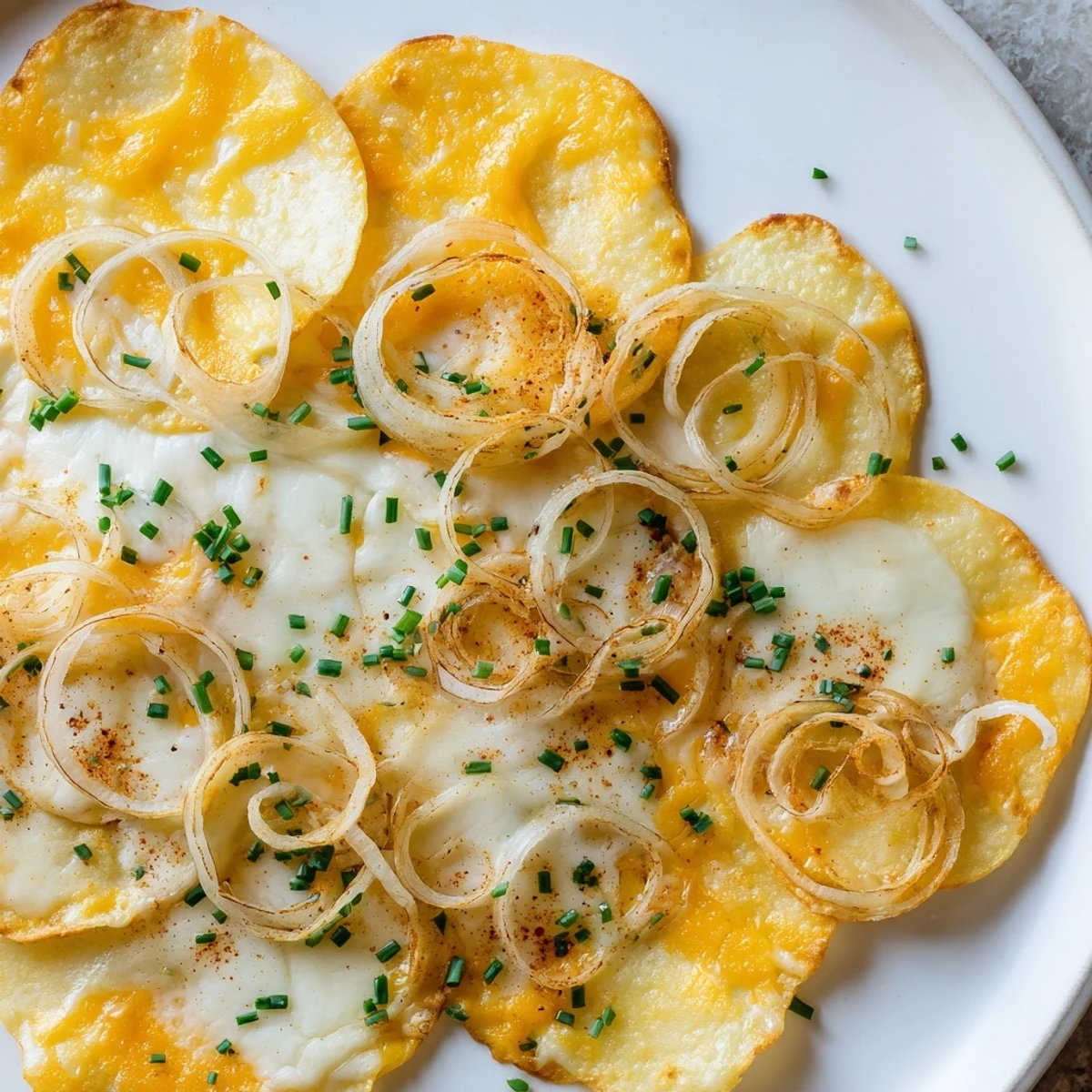 Golden, crispy onion cheese chips piled on a white plate, ready for a delicious low-carb snack.