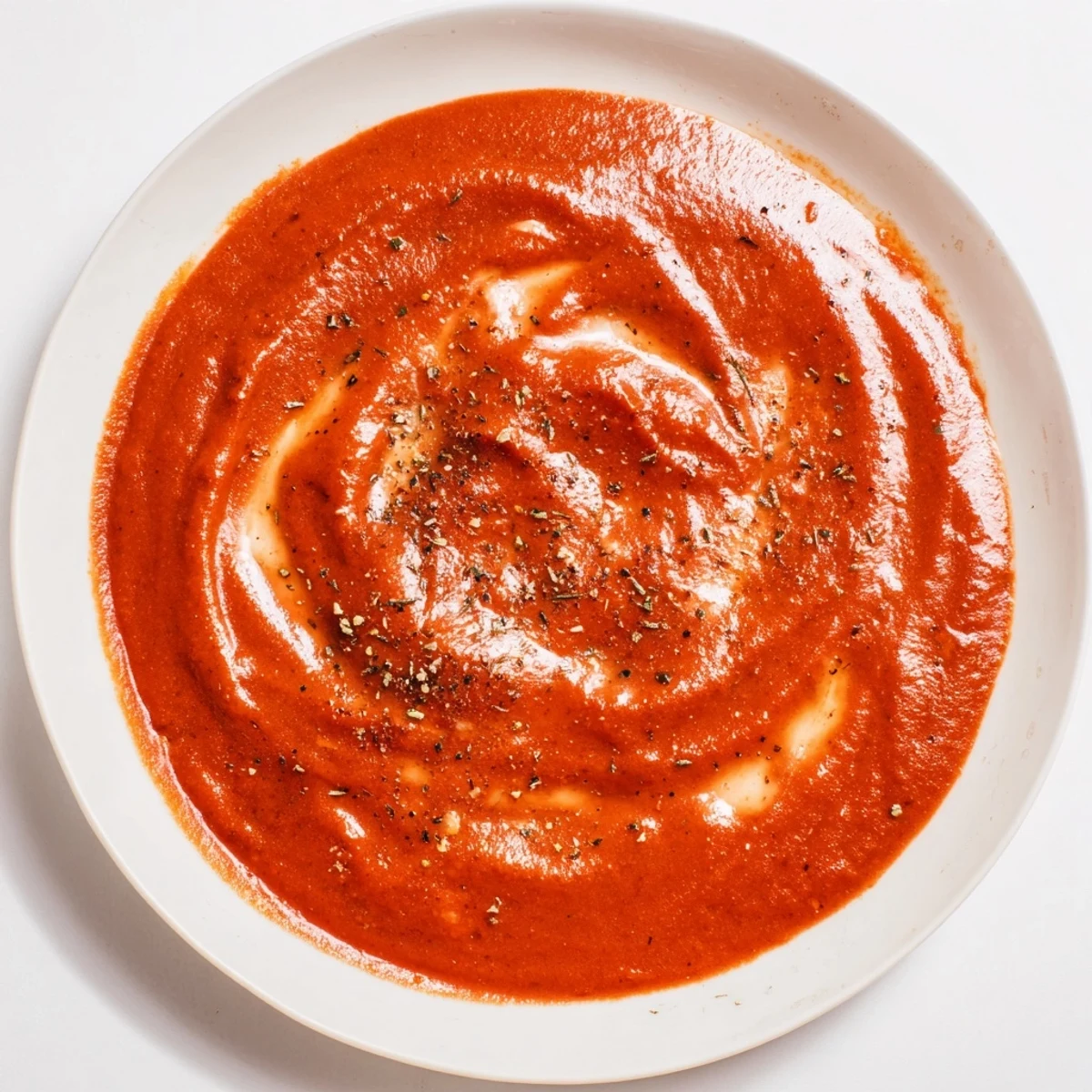 Instant creamy marinara sauce, a vibrant red, simmering gently in a saucepan with melted butter.