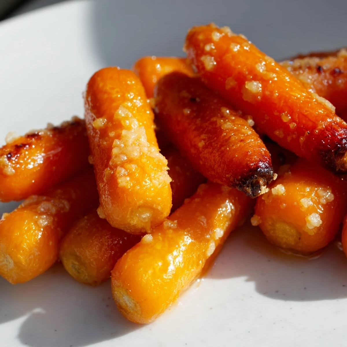 Golden, caramelized Parmesan baby carrot chips with a honey glaze, roasted to crispy perfection for a sweet-savory snack.