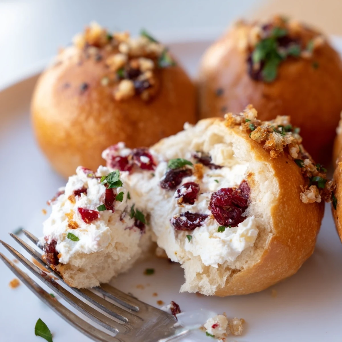 Flavorful bite-sized bagel bombs filled with creamy cranberry jalapeño dip, so delicious!  