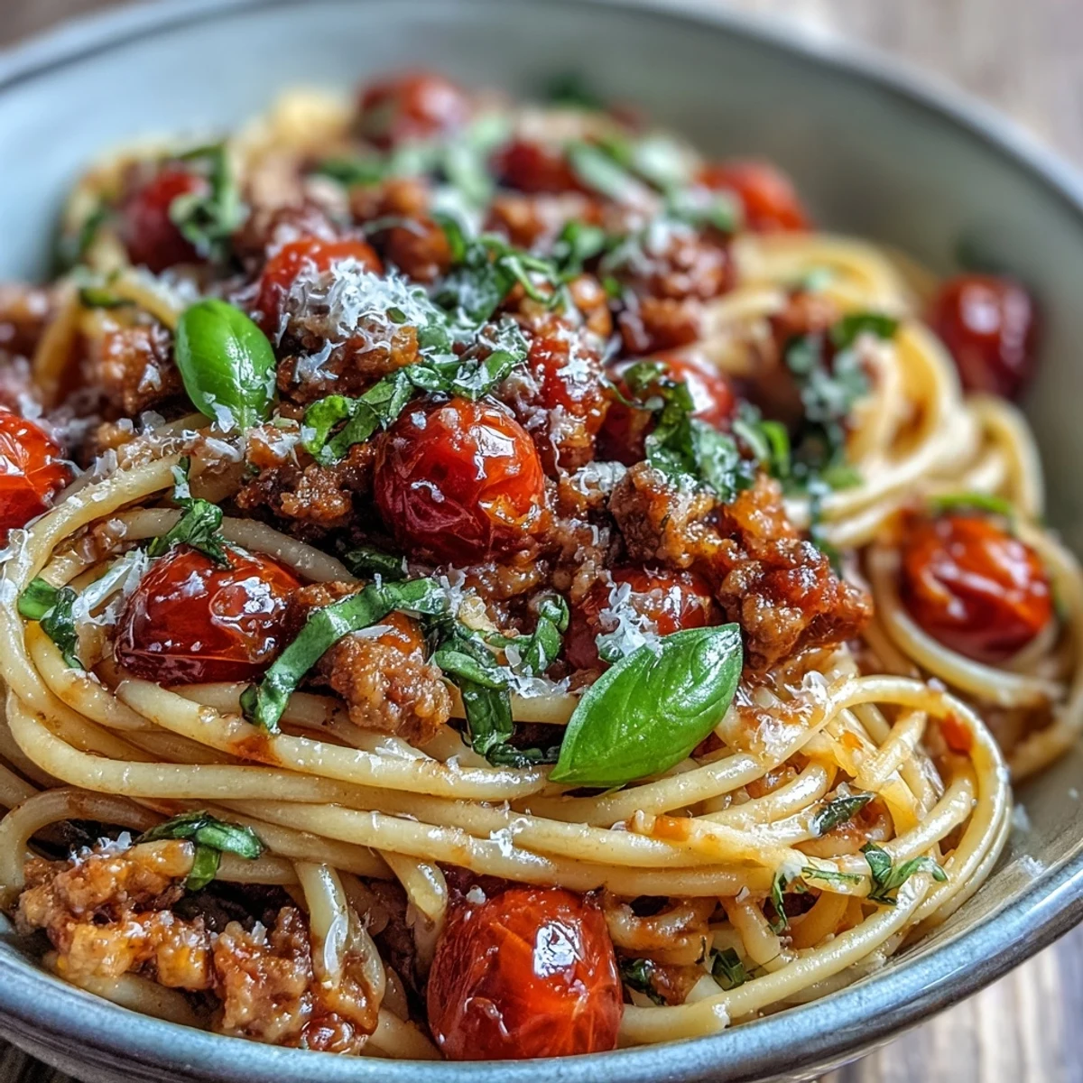 Serve Italian Drunken Noodles with fresh basil, Parmesan, and a lemon wedge.