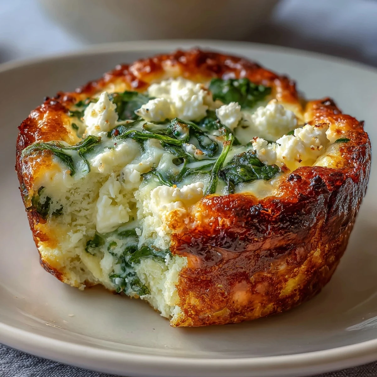 Protein-packed spinach feta egg muffins, baked until set and golden, ideal for a healthy, gluten-free breakfast.