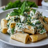 Creamy Pea and Ricotta Pasta with Mint, a vibrant vegetarian dish with bright green peas and fresh herbs.