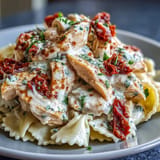 Creamy Marry Me Chicken Pasta, garnished with fresh basil, ready to serve.