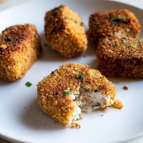 Golden-brown Air Fryer Spicy Ranch Chicken Croquettes, perfect for sharing as a tasty appetizer.