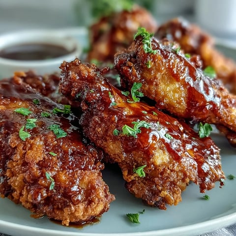 Golden-brown crispy fried chicken wings fresh from the fryer, glistening with a sweet and spicy Thai chili glaze.