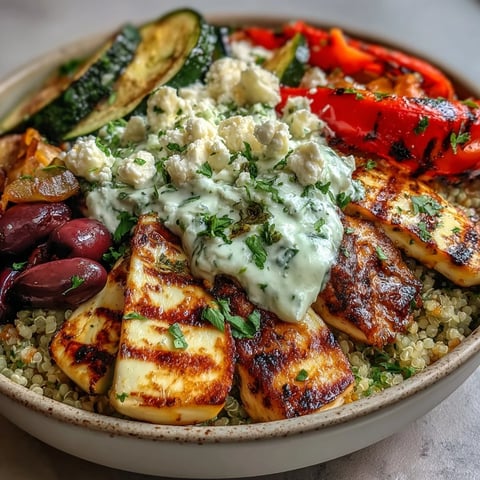 Freshly grilled zucchini and bell peppers mingle with juicy sliced chicken over fluffy quinoa in this vibrant bowl.