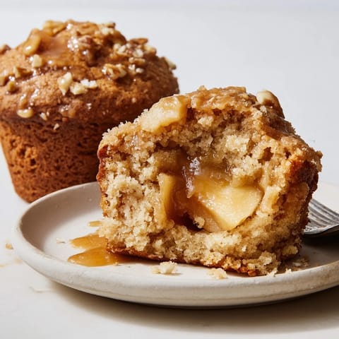 Soft and tender muffins filled with juicy apples and rich caramel swirls for dessert.  
