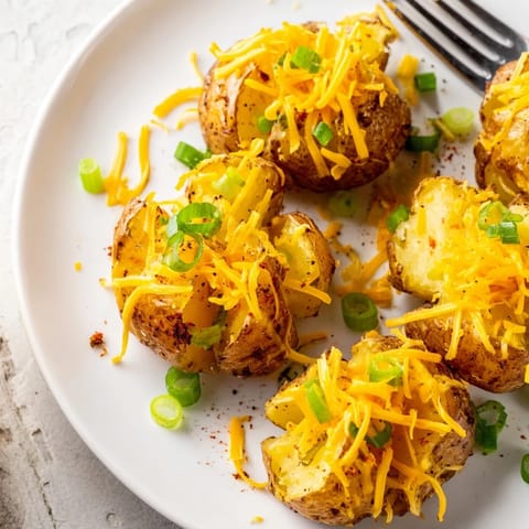 Delicious golden-brown smashed green onion potato bombs, perfect as an appetizer delight.  