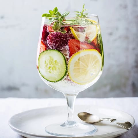 Chilled glasses of vibrant mocktails infused with strawberries and mint for summer enjoyment.  