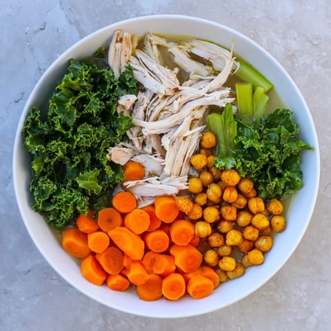 Chicken Kale Soup Crispy Chickpeas