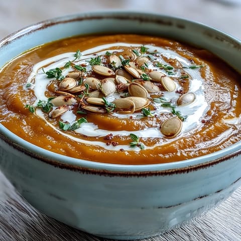 Warm Butternut Squash and Apple Soup in a rustic mug with a cinnamon stick, steam rising from the velvety puree.