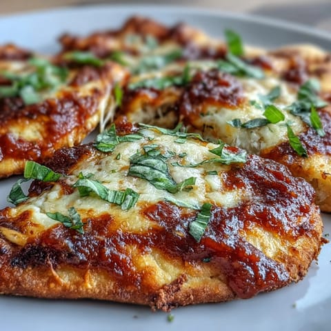 Freshly baked Garlic Naan Margherita Pizzas with melted mozzarella and fresh basil on a rustic wooden cutting board.