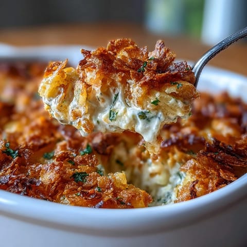 A cheesy potato casserole loaded with sharp cheddar, spicy jalapeños, and a buttery crunchy crust.
