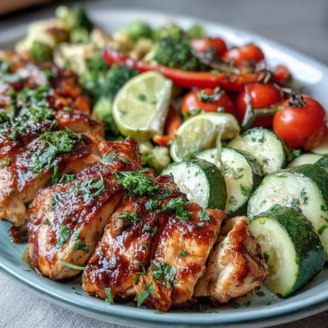 Healthy Easy One-Pan Lemon Chicken and Veggie Bake: golden chicken breasts and vibrant vegetables roasted with zesty lemon-herb marinade for a colorful, flavorful dinner.