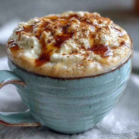 Creamy dandelion tea latte with oat milk and honey, frothed to perfection and dusted with cinnamon.