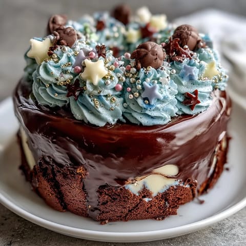 A mesmerizing Galaxy Graduation Cake with edible stars, perfect for celebrating academic success in style.