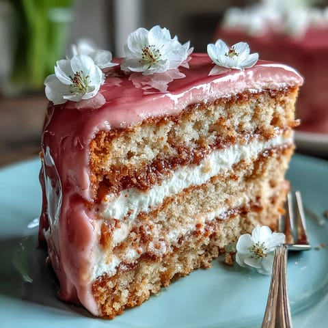 Beautiful layer cake with pink ombre buttercream, delicate edible flowers, and vanilla sponge for Mothers Day celebration.