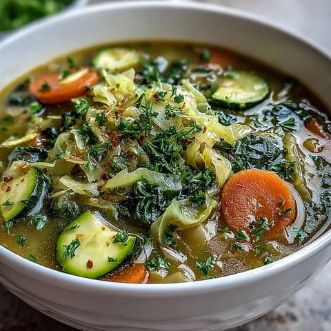 Hearty Spring Detox Cabbage Soup, a vibrant, healthy meal ready to enjoy.