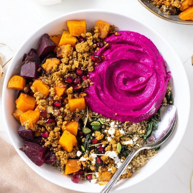 Warm, cozy Spiced Winter Bowls topped with crunchy pistachio-maple crumble.  