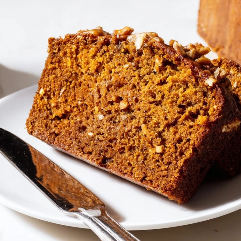 A single-serve pumpkin bread in a mug, steamed perfectly, ready for a cozy snack.