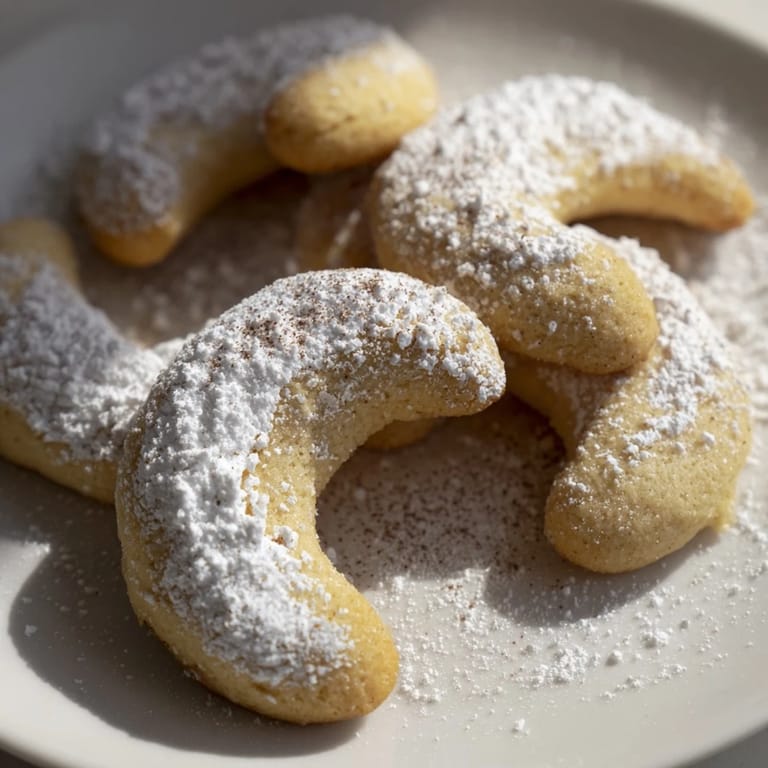 Close-up of a pile of delicious Quick Christmas Cookie Croissants, crescent-shaped and ready for a bite.