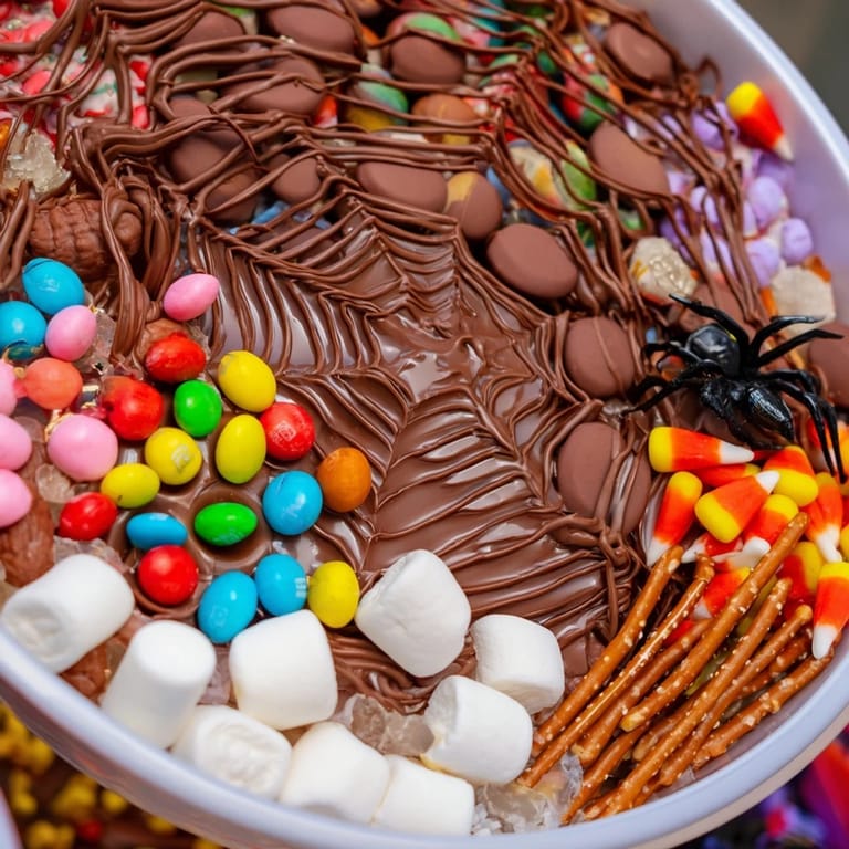 Enjoy a vibrant, delicious Spiderweb Candy Platter perfect for a fun Halloween dessert!
