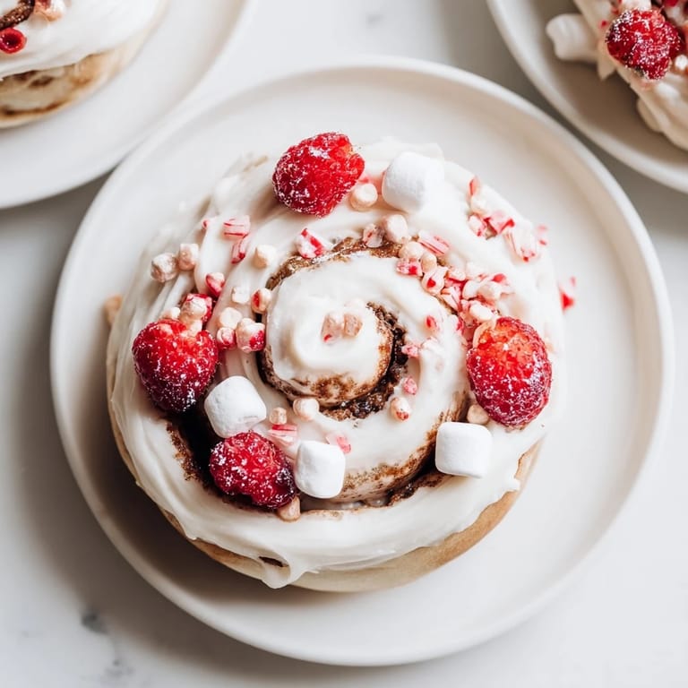 Festive North Pole Cinnamon Roll Board: warm, spiced rolls with cream cheese frosting and delightful toppings.