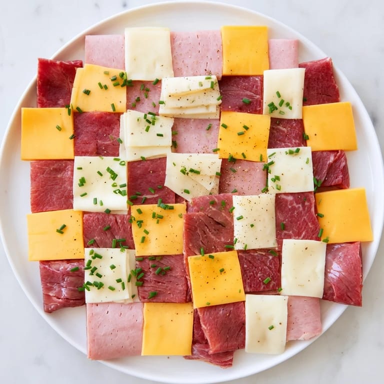 Appetizing Checkerboard Picnic Bites, a perfect gluten-free party platter with a variety of deli meats and cheeses.