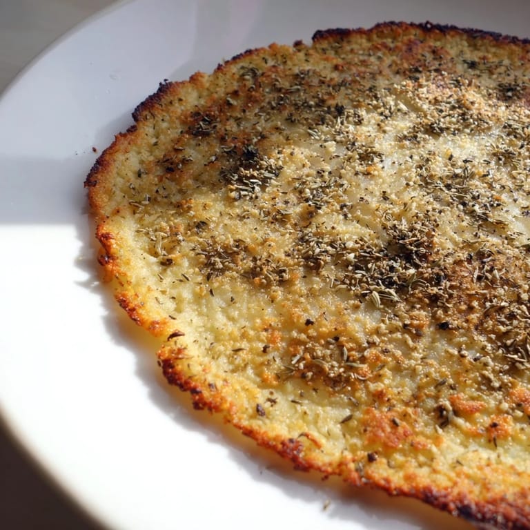 Enjoy the delicious aroma of a homemade cauliflower pizza crust before adding your favorite toppings.