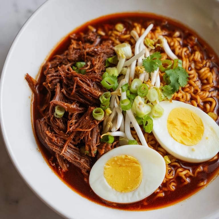 Delicious Chaos Cooking Birria Ramen, capturing the perfect blend of spice and comfort for a satisfying meal.