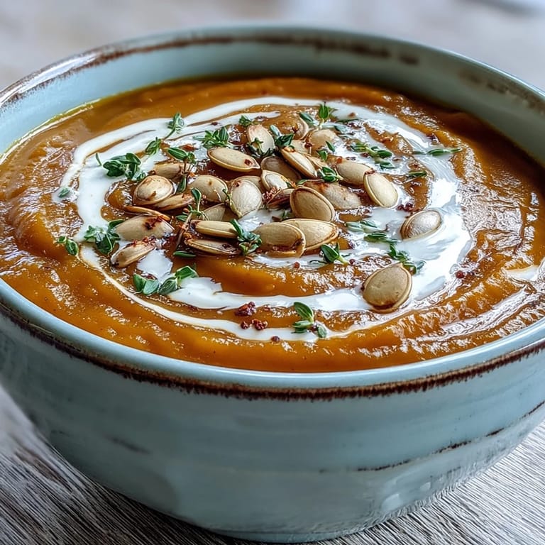 Warm Butternut Squash and Apple Soup in a rustic mug with a cinnamon stick, steam rising from the velvety puree.