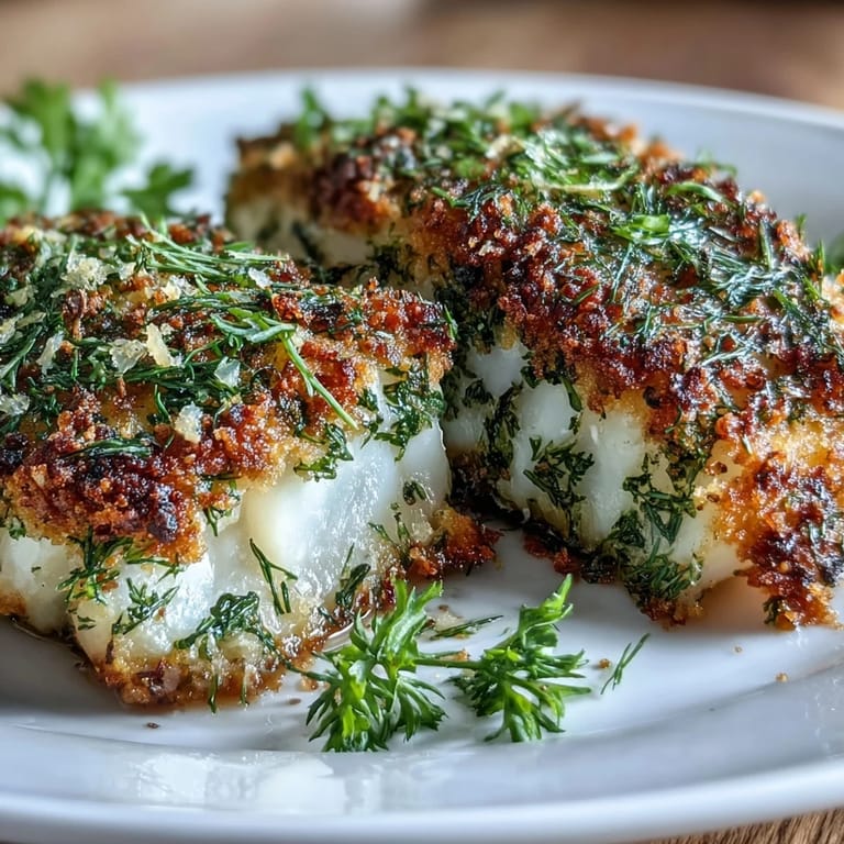 Herb-crusted cod served with tender roasted carrots, zucchini, and bell peppers for a healthy dinner.