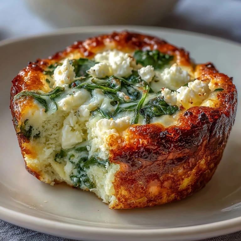 Protein-packed spinach feta egg muffins, baked until set and golden, ideal for a healthy, gluten-free breakfast.