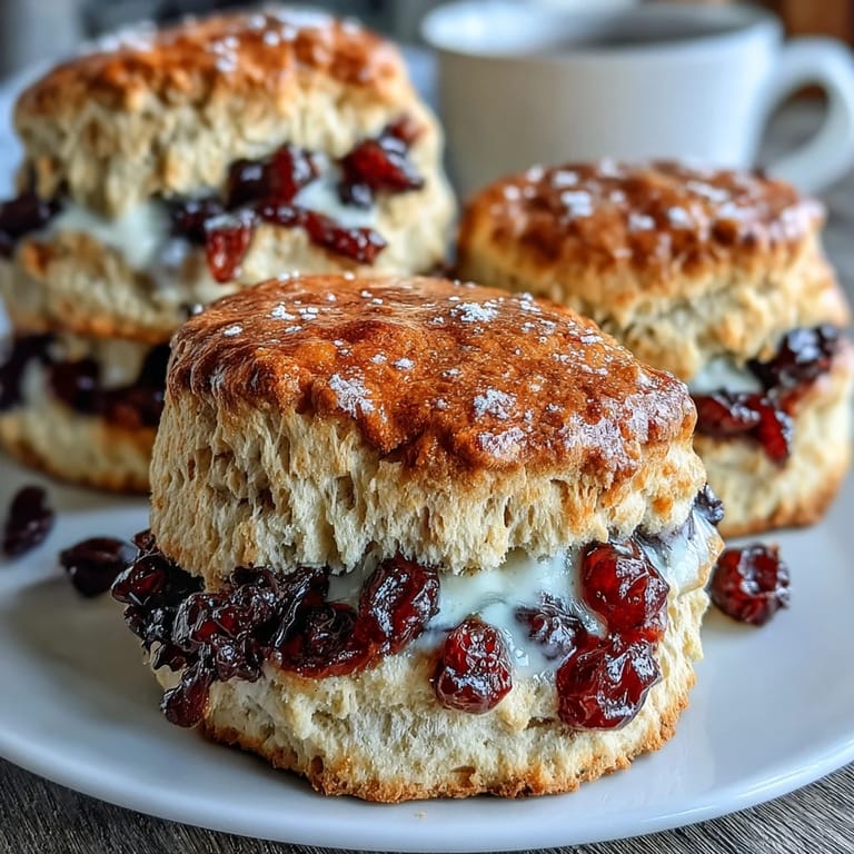 Buttery sourdough scones studded with blueberries and lemon, topped with sparkling sugar for a bakery-style finish.