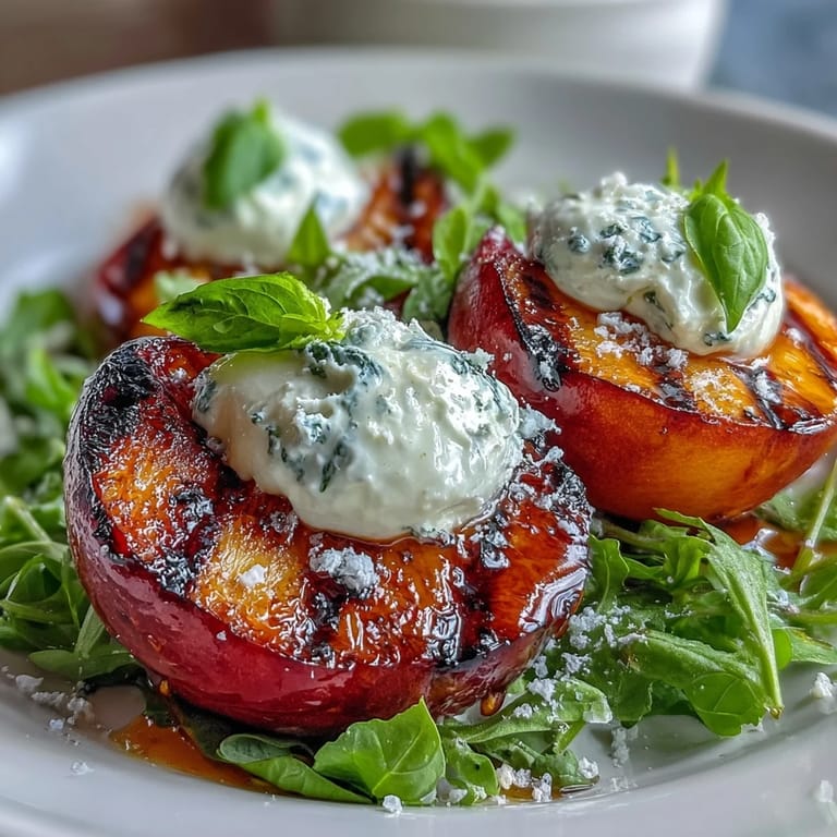 Sweet caramelized peaches and rich burrata on a bed of arugula, finished with honey and balsamic glaze.