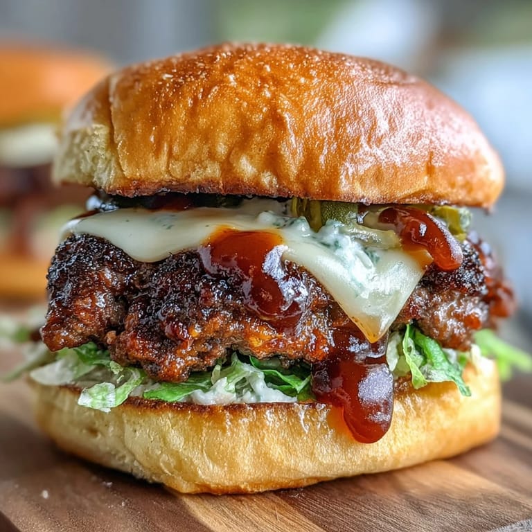Juicy, cheesy smash burger sliders with pickles, ready for a delicious BBQ.