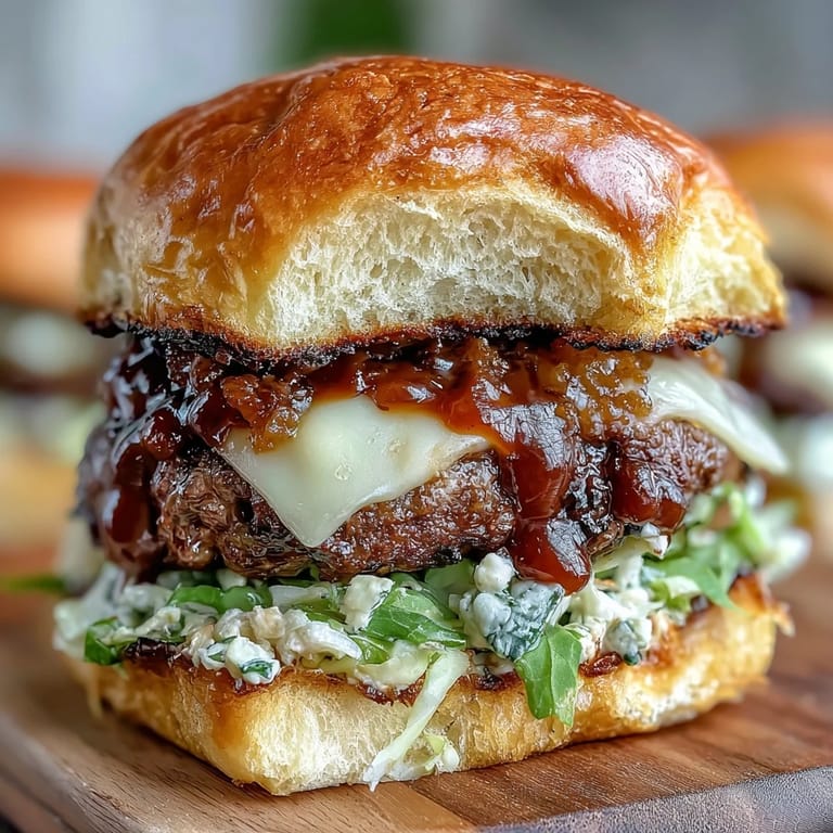 Perfectly smashed Memorial Day sliders piled high with lettuce and secret sauce.